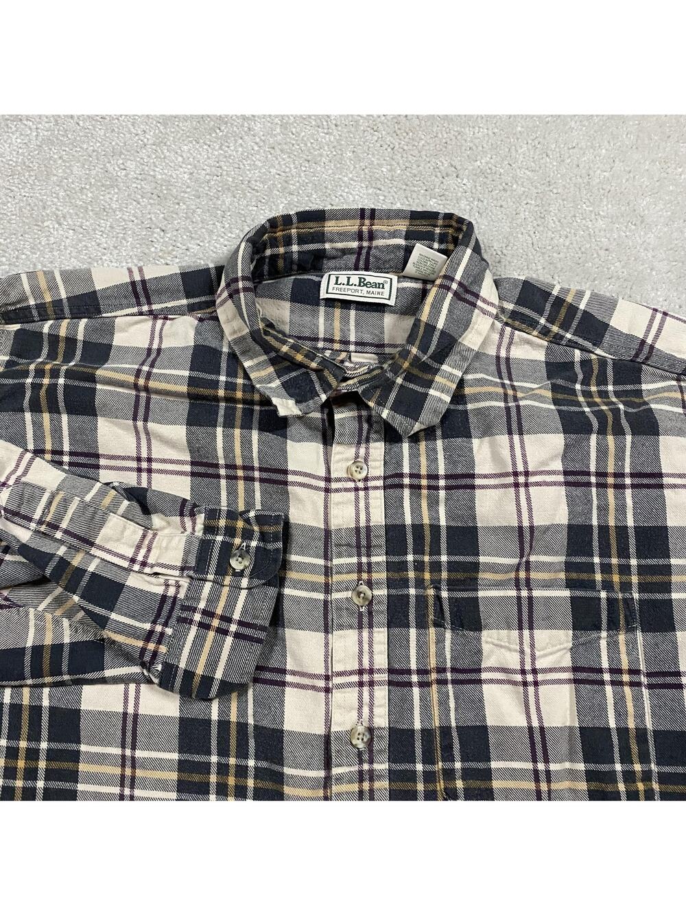 VTG L.L. Bean Shirt Mens XLT Multicolor Plaid Flannel Button Down USA Tall‎
